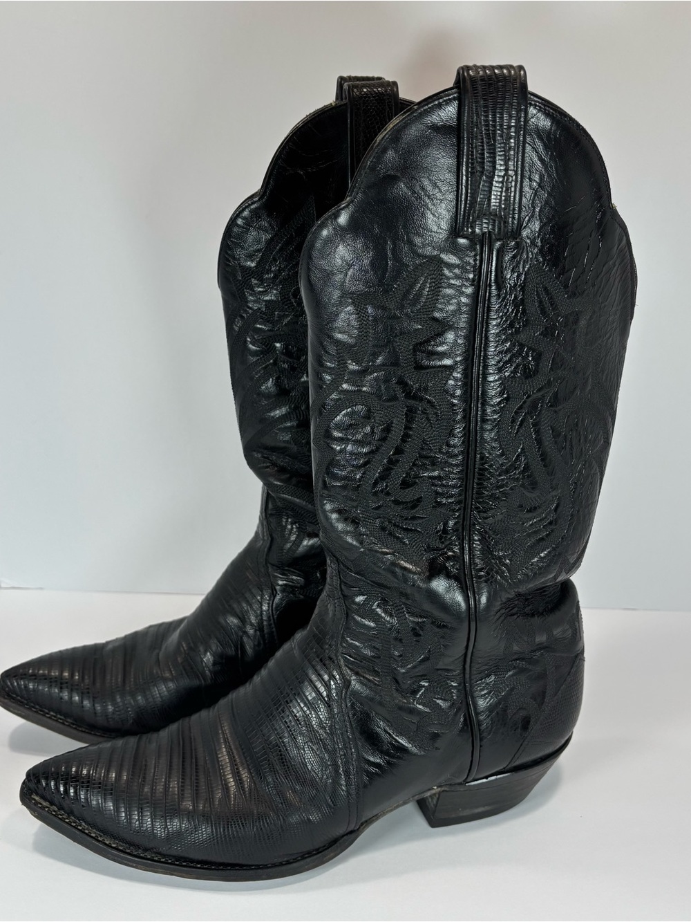 Tony Lama 1266 Nacogdoches Men's Black Teju Lizard Cowboy Boots 10 M Exotic